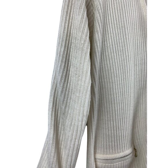 VJ Petites Womens Acrylic Ribbed Zip Cardigan Sweater With Pockets Small Made In - Picture 5 of 6